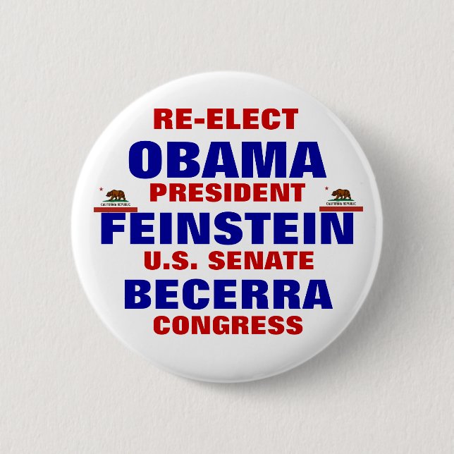 Kalifornien für Obama Feinstein Becerra Button (Vorderseite)