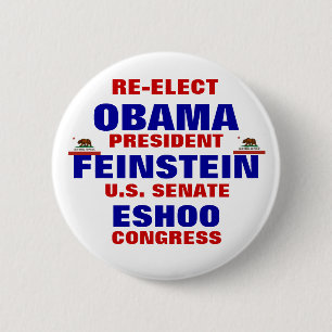 Kalifornien für Obama Feinstein Eshoo Button