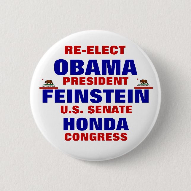 Kalifornien für Obama Feinstein Honda Button (Vorderseite)