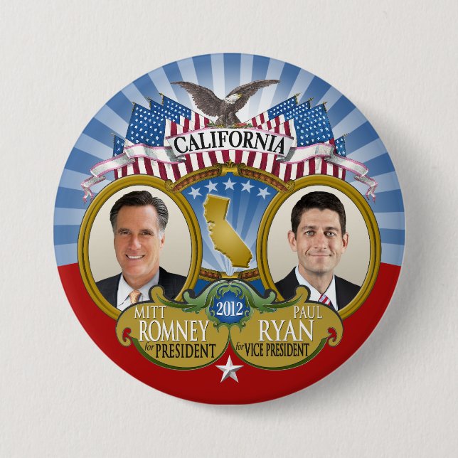 Kalifornien für Romney Ryan - Doppeltes Foto Button (Vorderseite)