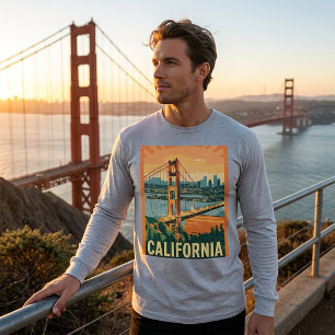Kalifornien Golden Gate Retro Langarm T-Shirt