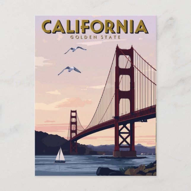 Kalifornien Golden State Postkarte (Vorderseite)