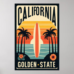 Kalifornien Goldener Staat Vintag Sunset Poster