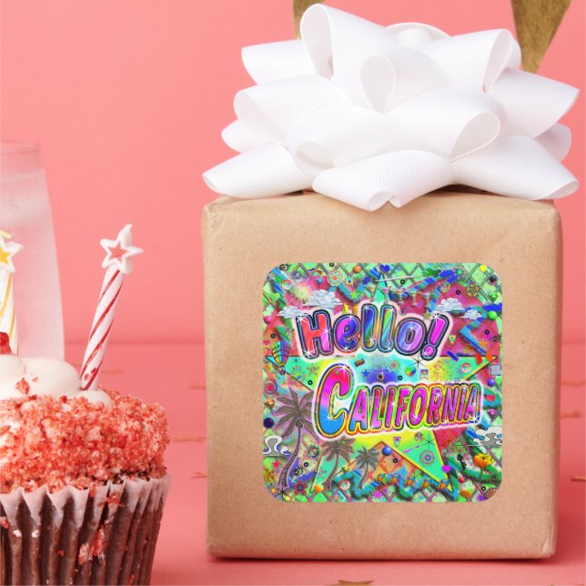 Kalifornien Hallo! Aufkleber (Party)