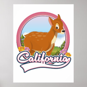 Kalifornien Hirsch Urlaub Logo Poster
