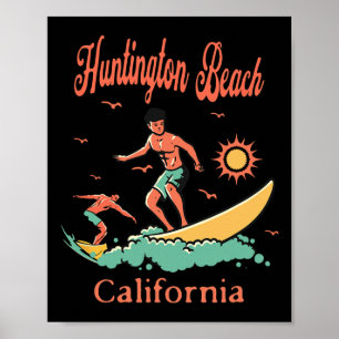 Kalifornien Huntington Beach Ca Surfer Surfen Fisc Poster