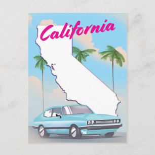 Kalifornien im Vintage-Stil Urlaubs-Plakat Postkarte