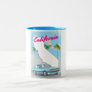 Kalifornien im Vintage-Stil Urlaubs-Plakat Zweifarbige Tasse