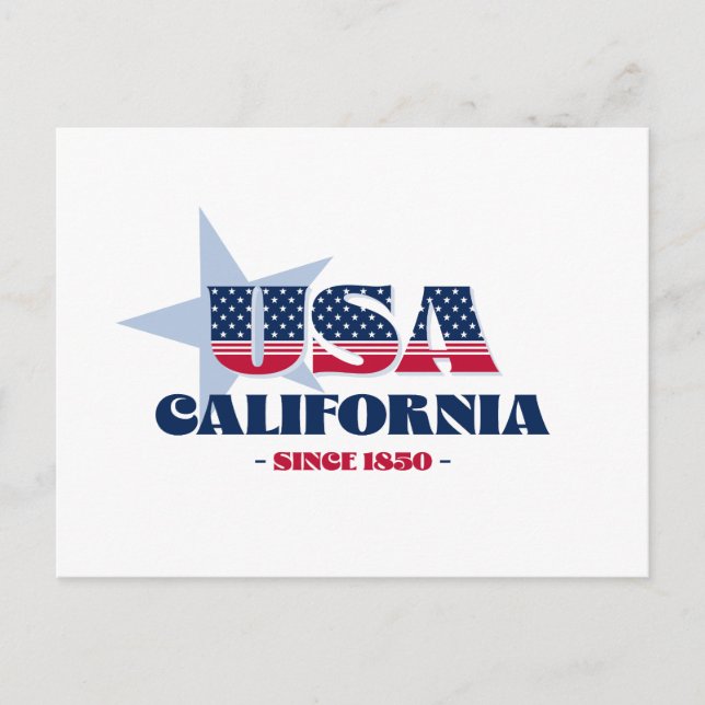Kalifornien in Rot, Weiß und Blau Postkarte (Vorderseite)