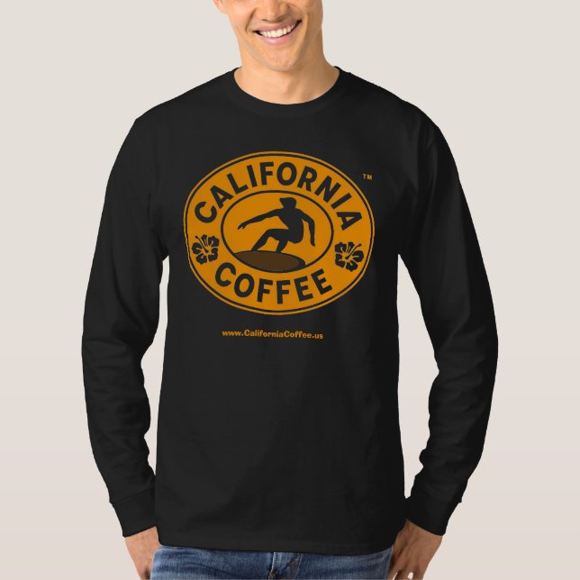 Kalifornien-Kaffee langer Sleve T - Shirt (Vorderseite)
