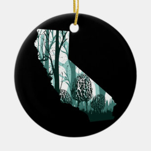 Kalifornien-Karte Morchel-Pilz-Jagd Shrooming Keramik Ornament