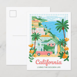 Kalifornien lebt das goldene Leben Sommer Reise Postkarte
