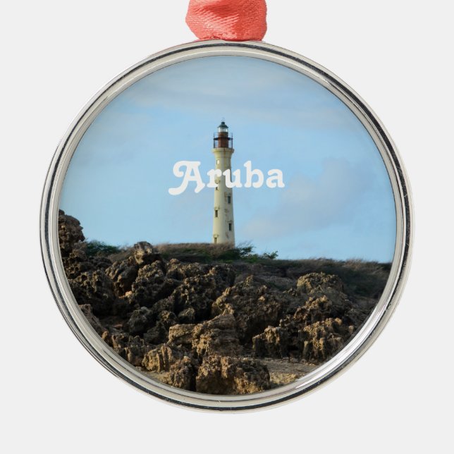 Kalifornien-Leuchtturm in Aruba Ornament Aus Metall (Vorne)