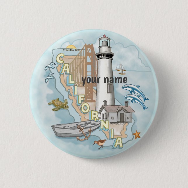 Kalifornien Leuchtturm Pin-Button  Button (Vorderseite)