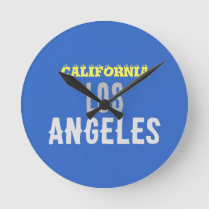 Kalifornien Los Angeles City USA Retro Vintag Blue Runde Wanduhr