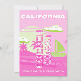 Kalifornien, Los Angeles, Reisekunst, Preppy, Pink Feiertagskarte