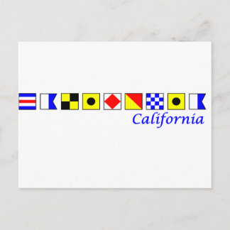 Kalifornien mit Alphabet der nautischen Flagge Postkarte