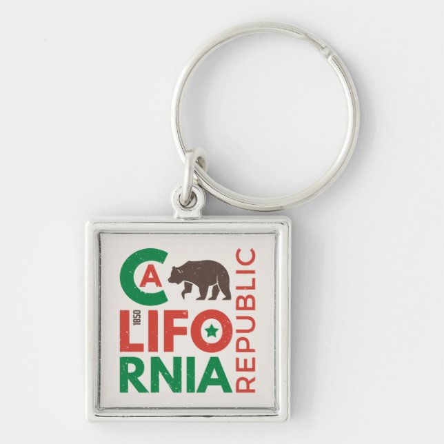Kalifornien mit Grizzlybär-Logo Schlüsselanhänger (Vorne)