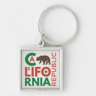 Kalifornien mit Grizzlybär-Logo Schlüsselanhänger