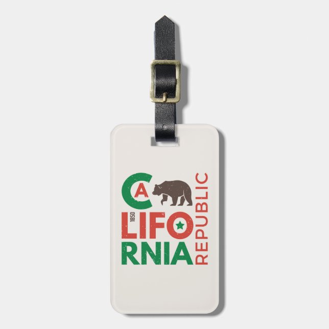 Kalifornien mit Grizzy-Bären-Logo Gepäckanhänger (Vorderseite vertikal)
