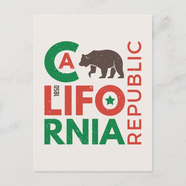 Kalifornien mit Grizzy-Bären-Logo Postkarte (Vorderseite)