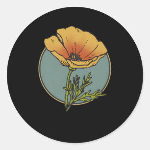Kalifornien Mohn Kreative Kontur und Vorderseite Runder Aufkleber