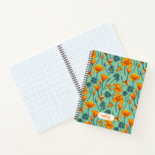 Kalifornien-Mohn und -Jade Notizbuch
