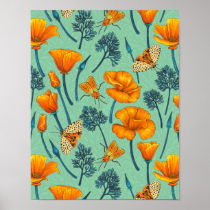 Kalifornien-Mohn und -Jade Poster