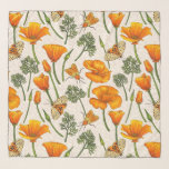Kalifornien-Mohn und -Motten auf weiß 2 Schal<br><div class="desc">Handgemalte kalifornische Mohnblüten und Motten - Gartentiger und Bella-Motte</div>