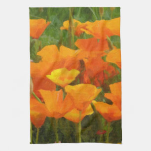 Kalifornien-Mohnblume impasto Geschirrtuch