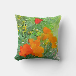 Kalifornien-Mohnblumen-Aquarell-Kissen Kissen