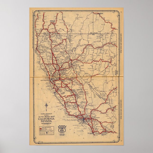 Kalifornien, Nevada Poster (Vorne)