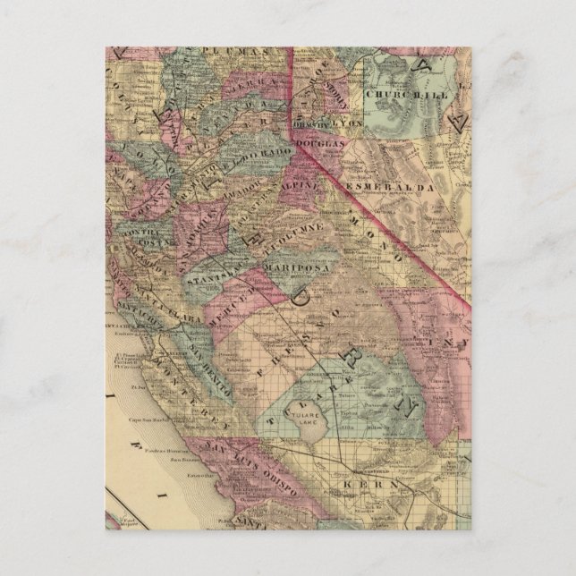 Kalifornien, Nevada Postkarte (Vorderseite)