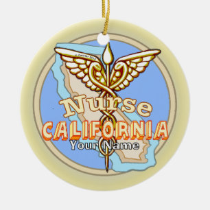 Kalifornien Nurse Caduceus Keramik Ornament