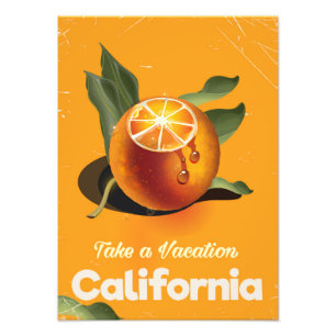 Kalifornien Orange Retro-Stil Urlaubsdruck Fotodruck