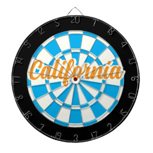 Kalifornien Orange Text Blau Weiß Schwarz Dartscheibe