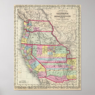 Kalifornien, Oregon, Washington, Utah, New Mexico Poster