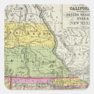 Kalifornien, Oregon, Washington, Utah, New Mexico Quadratischer Aufkleber