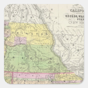 Kalifornien, Oregon, Washington, Utah, New Mexico Quadratischer Aufkleber