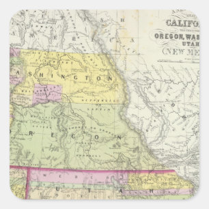 Kalifornien, Oregon, Washington, Utah, New Mexiko Quadratischer Aufkleber