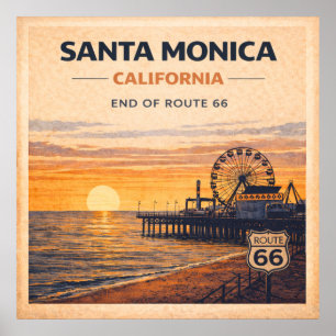 Kalifornien Pazifikküste Ende Route 66 Poster