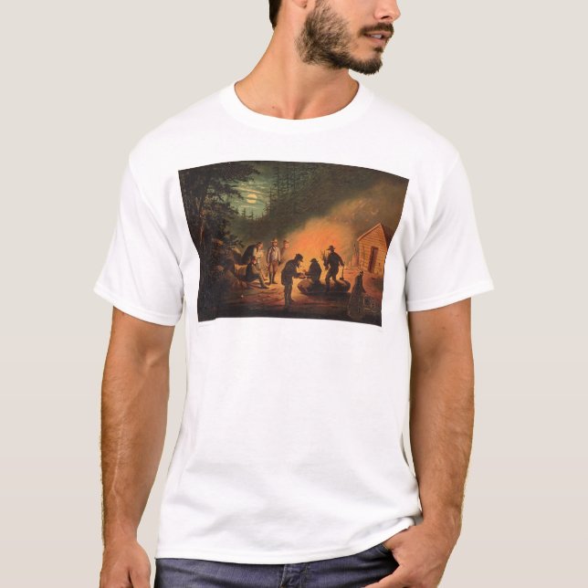 Kalifornien-Pioniere um ein Lagerfeuer (0131A) T-Shirt (Vorderseite)