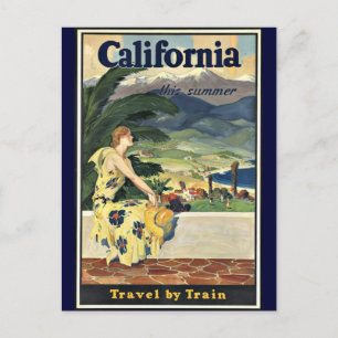 Kalifornien Reise mit dem Zug Vintage-Plakat Postkarte