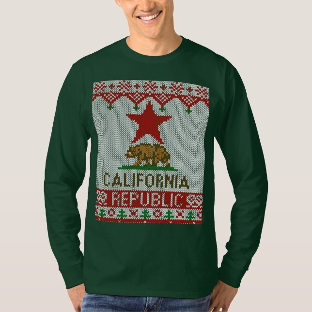 Kalifornien-Republik-Art-Weihnachtshässliche T-Shirt (Vorderseite)