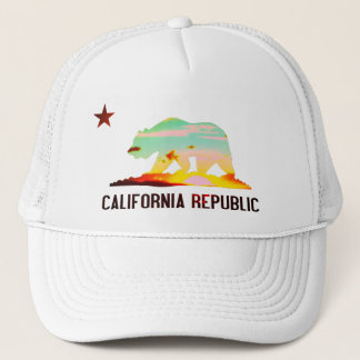 Kalifornien Republik Flagge Sonnenuntergang Hut Truckerkappe