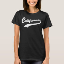 Kalifornien Retro-Kalligrafie Damen Schwarz T-Shir
