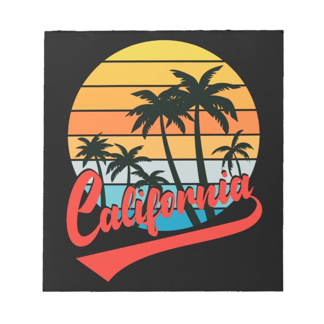 Kalifornien Retro Sonnenuntergang Notizblock (Vorderseite)