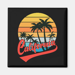 Kalifornien Retro-Sonnenuntergang und Palmen Magne Magnet
