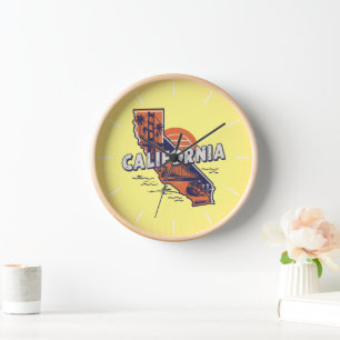 Kalifornien Retro-Staatssilhouette Uhr