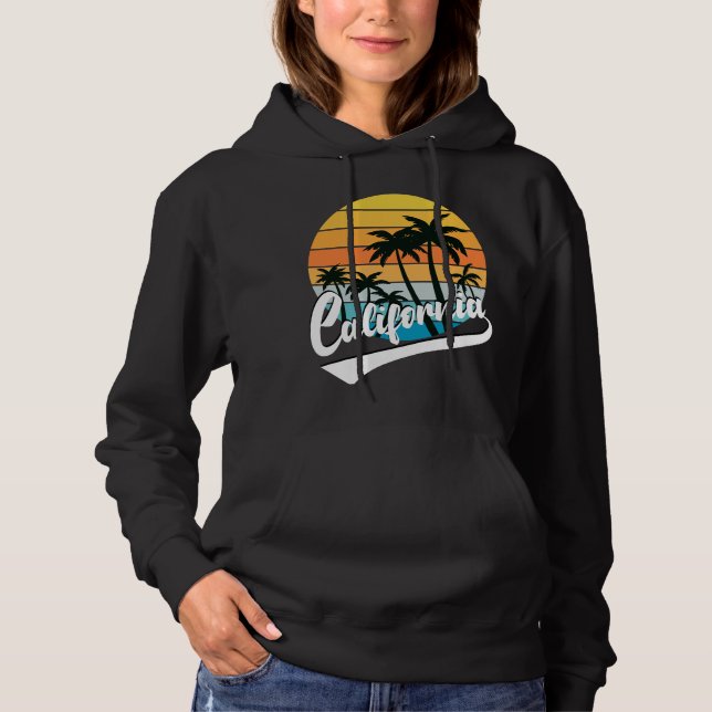 Kalifornien Retro Sunset Black Women's Hoodie (Vorderseite)